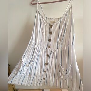 END OF SUMMER SALE!! Blue & pink striped mini dress with buttons and pockets!